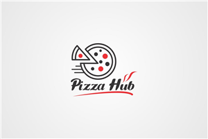 Restaurant Logo With Yellow Circle and Red Diamond